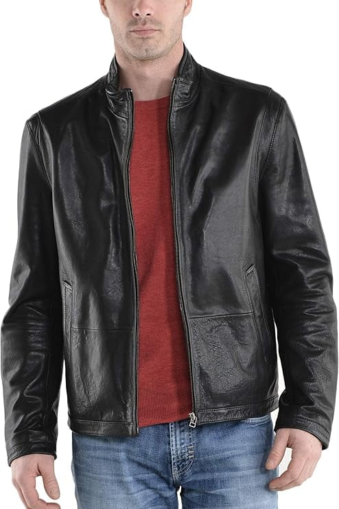 Glassons - Black Leather Biker Jacket On Designer Wardrobe - View #9
