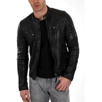 Men's Genuine Lambskin Leather Jacket Slim fit Motorcycle jacket A058
