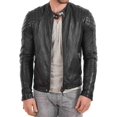 thumbnail image 1 of Men's Genuine Lambskin Leather Jacket Slim fit Motorcycle jacket A067, 1 of 3