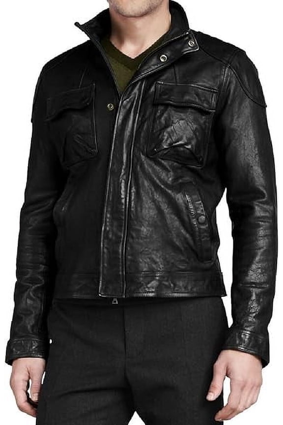 Men's Genuine Lambskin Leather Jacket Slim fit Motorcycle jacket A069