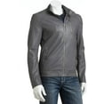 thumbnail image 1 of Men's Genuine Lambskin Leather gray Jacket Slim fit Motorcycle jacket A640, 1 of 2