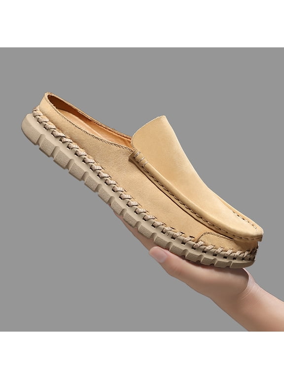 Men's Genuine Leather Backless Slip-On Mule Loafers