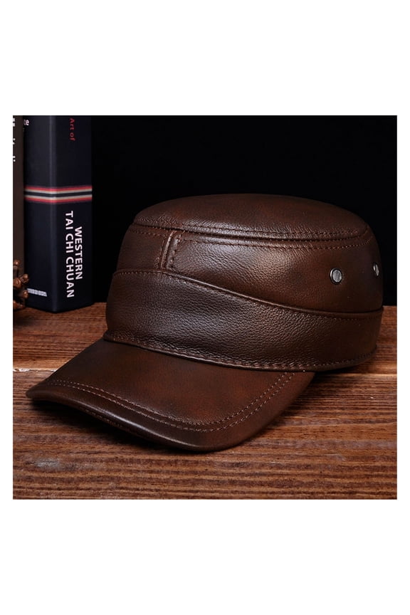 Men's Genuine Leather Baseball Cap Brand New Male Sp-ring Winter Warm Beret M-ilitary Hats ,Fashion