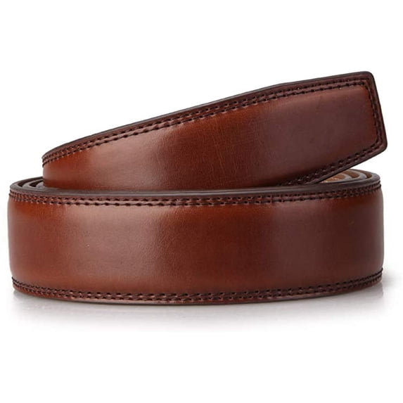 Men's Genuine Leather Belt without Buckle Ratchet Belt 35mm 1 3/8",replacement belt