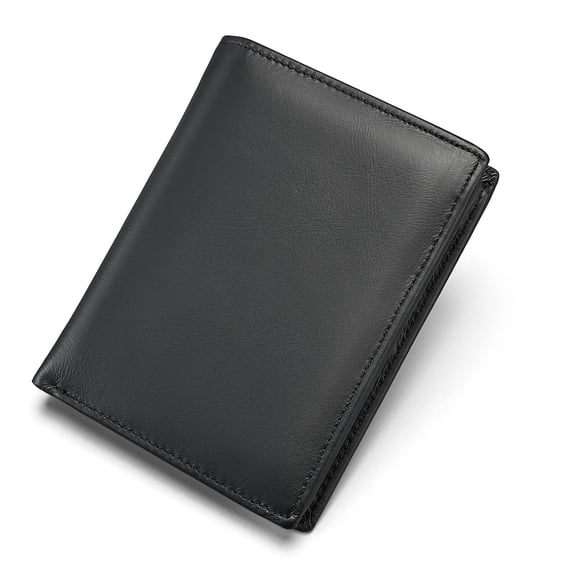 Men’s Genuine Leather Bifold Wallet Multi-Function Card Holder with Coin Pocket and Bill Compartment – Blue, Black, Coffee, Dark Brown
