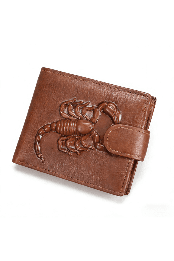 Men's Genuine Leather Bifold Wallet, Premium Cowhide Embossed Pattern Wallet with Multi Card Slots & Zipper Coin Pocket, Slim Lightweight Wallet for Men