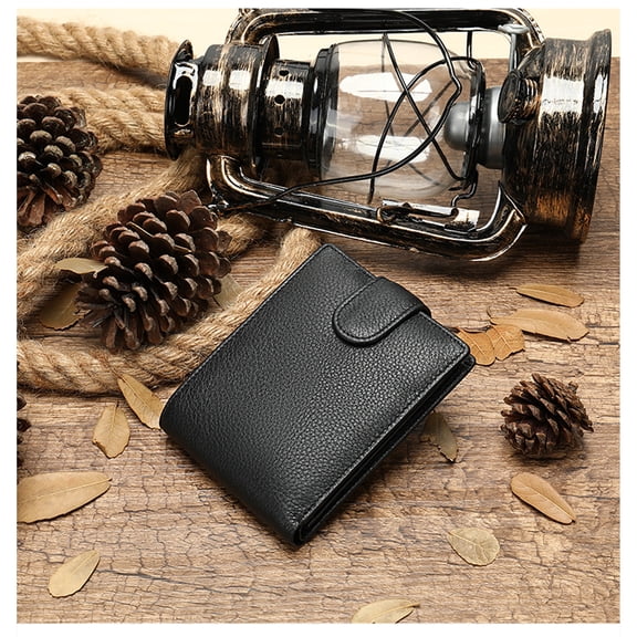Mens Genuine Leather Bifold Wallet with Coin Pocket, 7 Card Slots, 2 Bill Compartments Compact Slim Design