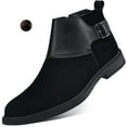 thumbnail image 1 of Men's Genuine Leather Buckle Dress Chelsea Boots with Side Zipper Fashion Pointed Toe Waterproof Non-Slip Casual Business Formal Booties, 1 of 6