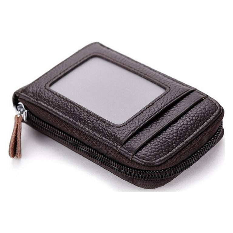 Card Wallet Fine Leather Coin Pocket Travel Wallet Mens 