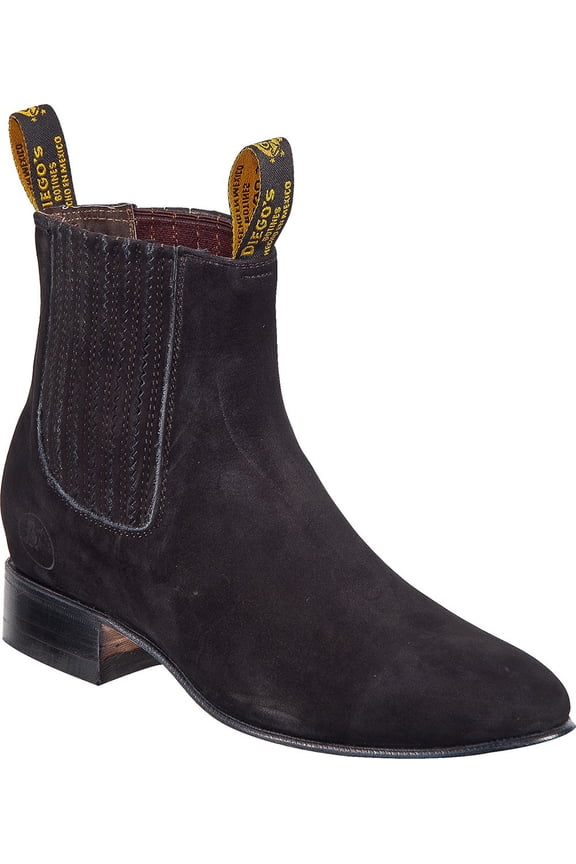 Men’s Genuine Leather Classic Botin Short Ankle Nubuck Leather Cowboy Western Boot