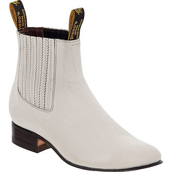 Men’s Genuine Leather Classic Botin Short Ankle Smooth Leather Cowboy Western Boot