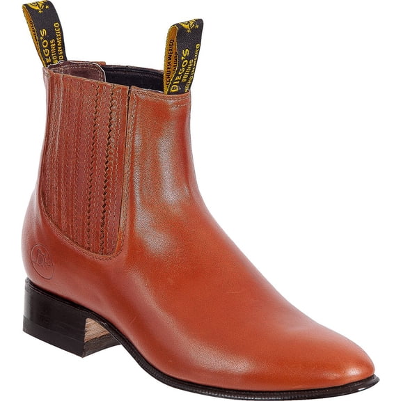 Men’s Genuine Leather Classic Botin Short Ankle Smooth Leather Cowboy Western Boot