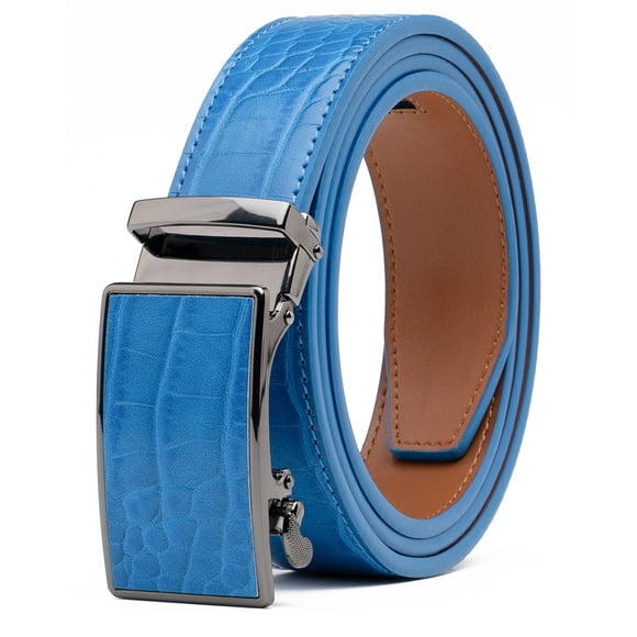 Men's Genuine Leather Crocodile Design Dress Belt with Automatic Buckle