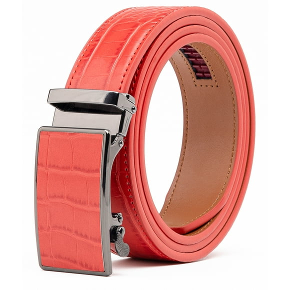 Men's Genuine Leather Crocodile Design Dress Belt with Automatic Buckle