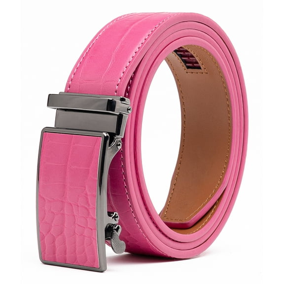 Men's Genuine Leather Crocodile Design Dress Belt with Automatic Buckle