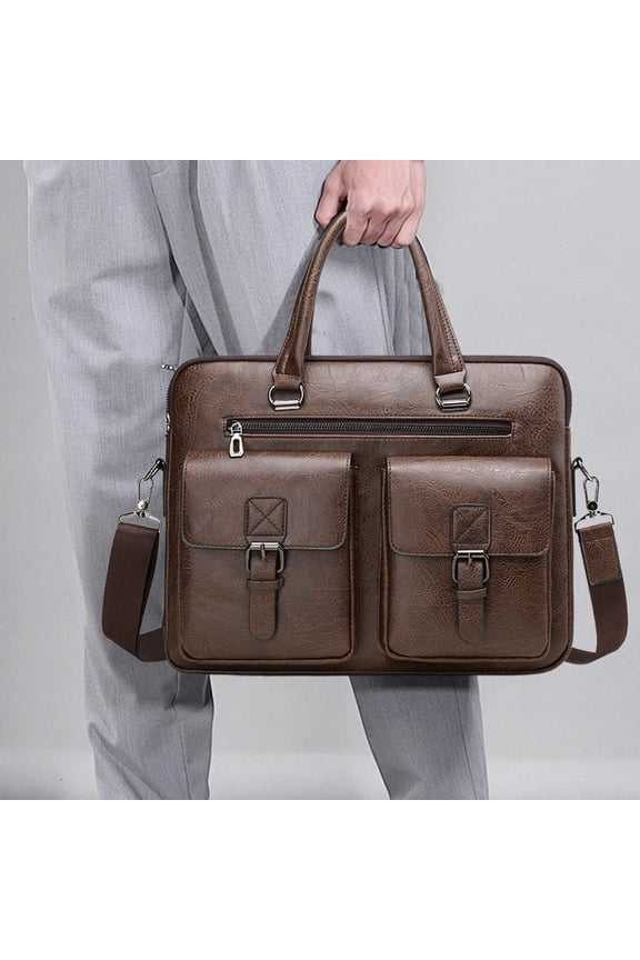 Men's Genuine Leather Crossbody Bag with Multiple Compartments, Stylish Chest Shoulder Sling Bag for Travel Work Daily Use