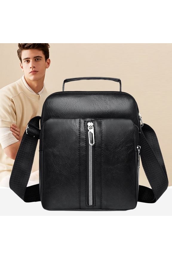 Men's Genuine Leather Crossbody Bag with Multiple Compartments, Stylish Chest Shoulder Sling Bag for Travel Work Daily Use