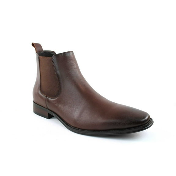 Men's Genuine Leather Dark Brown Chelsea Ankle Dress Casual Boots Almond Toe