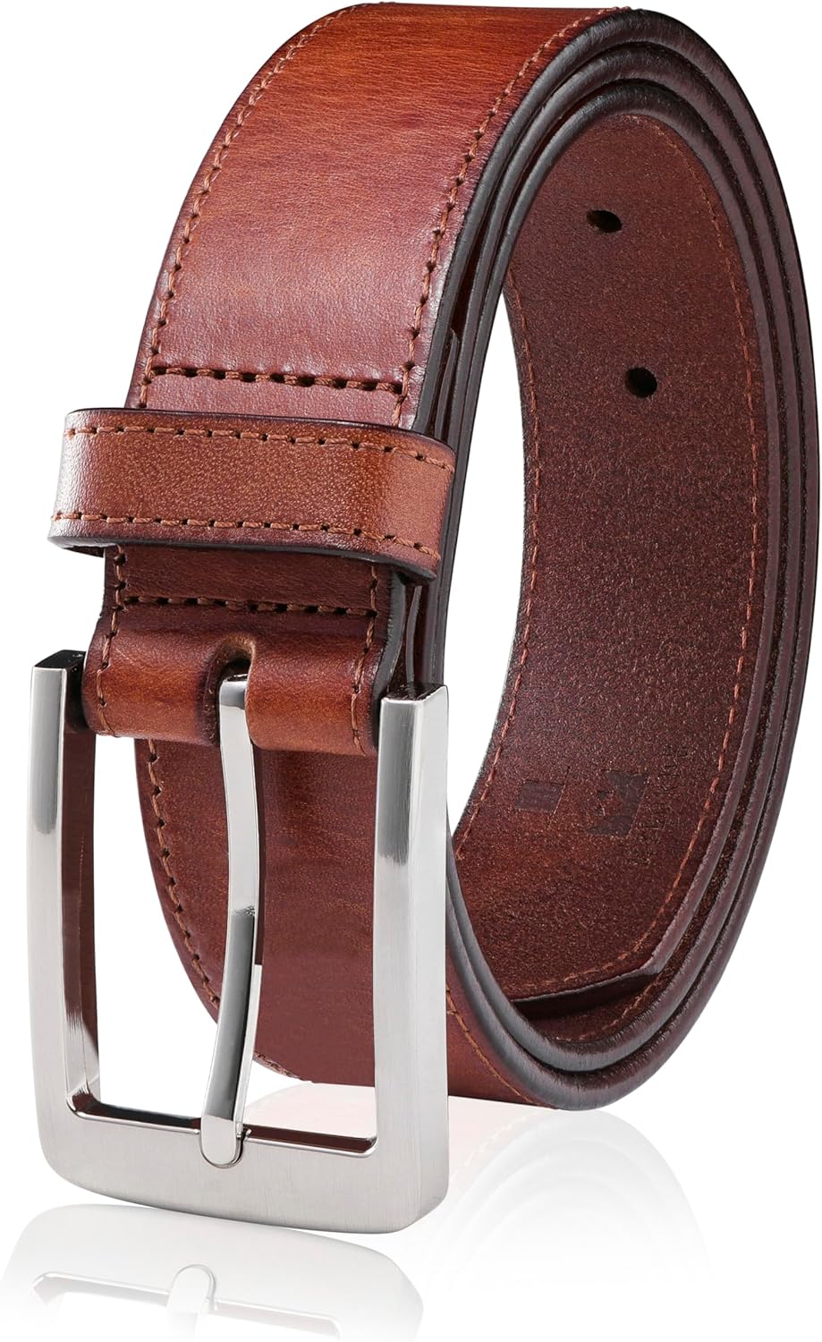 MILORDE Men's 2-Pack Ratchet Belt - 100% Cow Leather, Micro-Adjustable, Handmade For Work & Casual