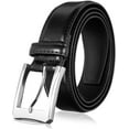 thumbnail image 1 of Men's Genuine Leather Dress Belt with Classic Fashion Design for Work Business and Casual (Black, 46), 1 of 4
