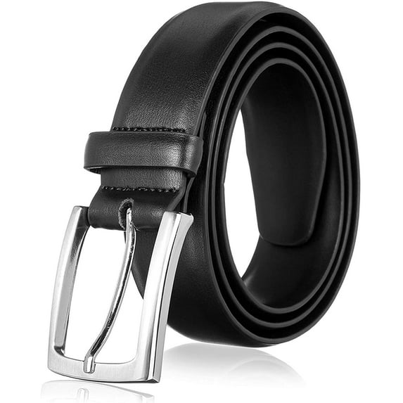 Men's Genuine Leather Dress Belt with Classic Fashion Design for Work Business and Casual (eBlack, 40)