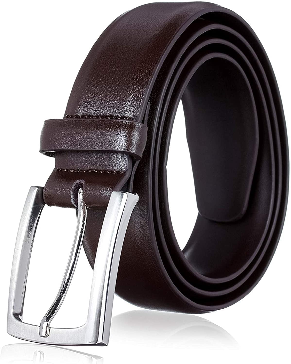 mens dark brown dress belt Men's Cognac Leather Handcrafted Full-Grain Wear this dark chocolate brown leather belt with midnight blue suit Club Room Men's Top Stitch