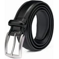 thumbnail image 1 of Men's Genuine Leather Dress Belt with Classic Fashion Design for Work Business and Casual (esBlack, 50), 1 of 6