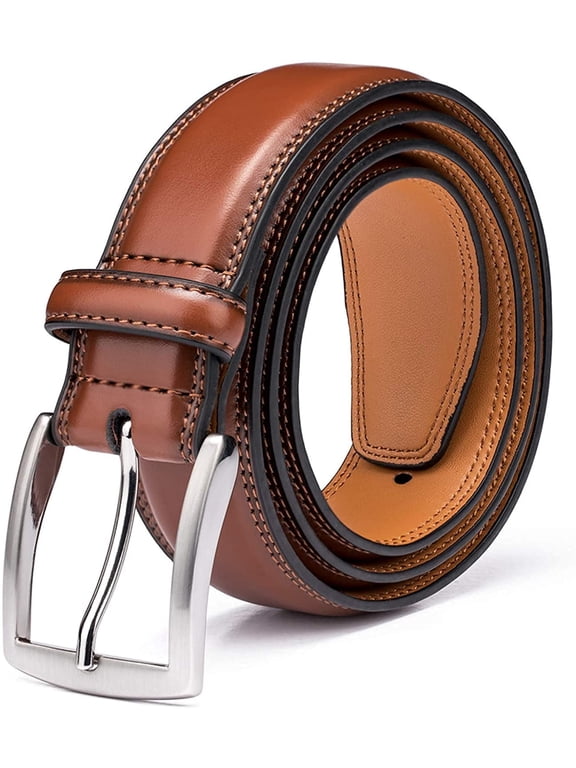 Men's Genuine Leather Dress Belt with Classic Fashion Design for Work Business and Casual (esBrown, 36)