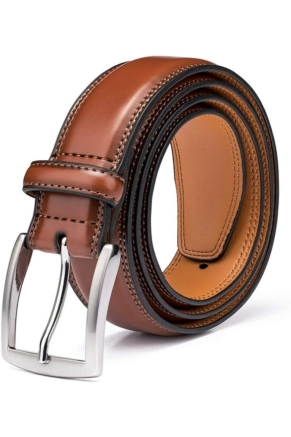 Men's Genuine Leather Dress Belt with Classic Fashion Design for Work Business and Casual (esBrown, 36)