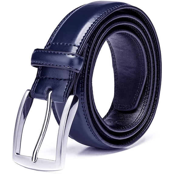 Men's Genuine Leather Dress Belt with Classic Fashion Design for Work Business and Casual (esNavy, 36)