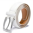 thumbnail image 1 of Men's Genuine Leather Dress Belt with Classic Fashion Design for Work Business and Casual (esWhite, 32), 1 of 6