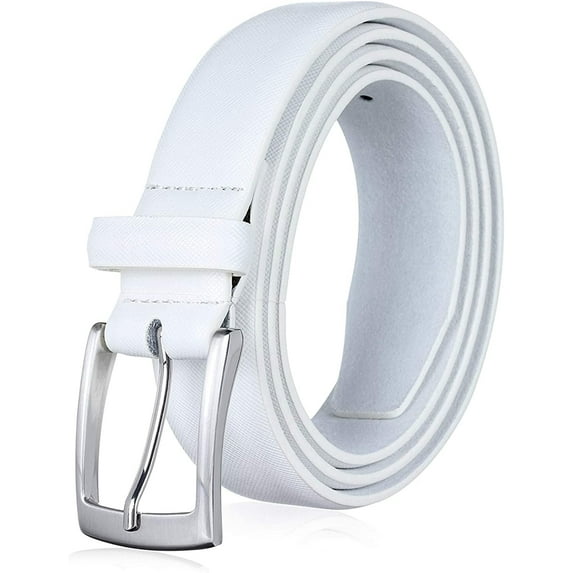 Men's Genuine Leather Dress Belt with Classic Fashion Design for Work Business and Casual (sWhite, 40)