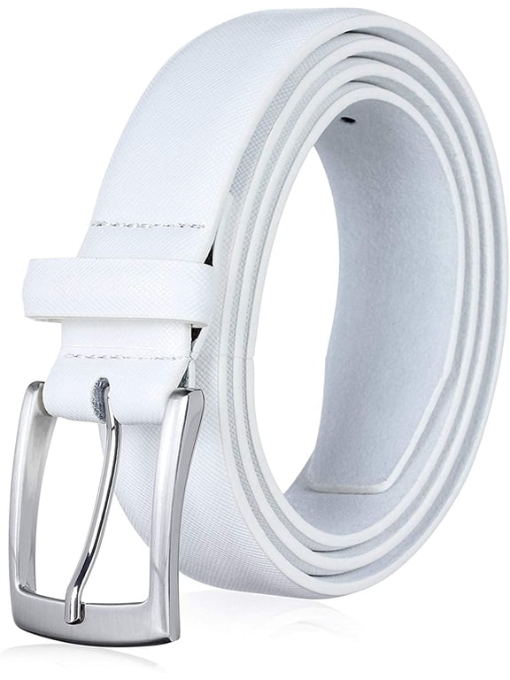 Men's Genuine Leather Dress Belt with Classic Fashion Design for Work Business and Casual (sWhite, 42)