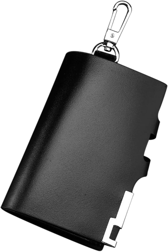 Men's Genuine Leather Key Case Wallet | 6 Key Hooks, Card Slots & Coin Pocket BLACK