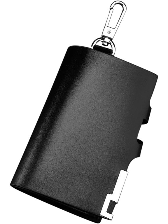 Men's Genuine Leather Key Case Wallet | 6 Key Hooks, Card Slots & Coin Pocket BLACK