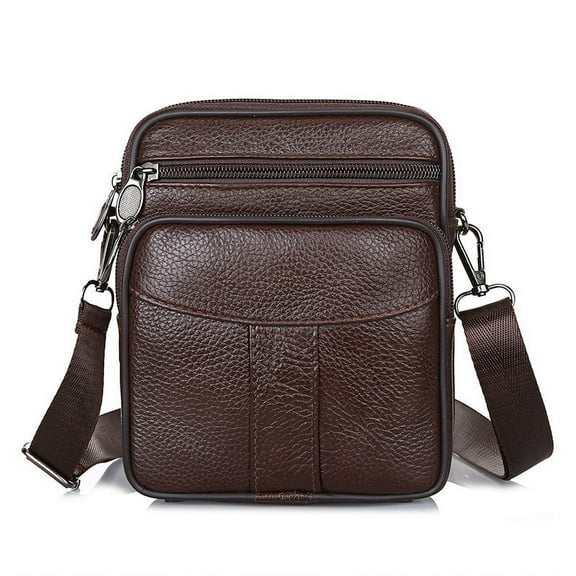 Men's Genuine Leather Messenger Top Layer Cowhide Shoulder Bag,Brown204