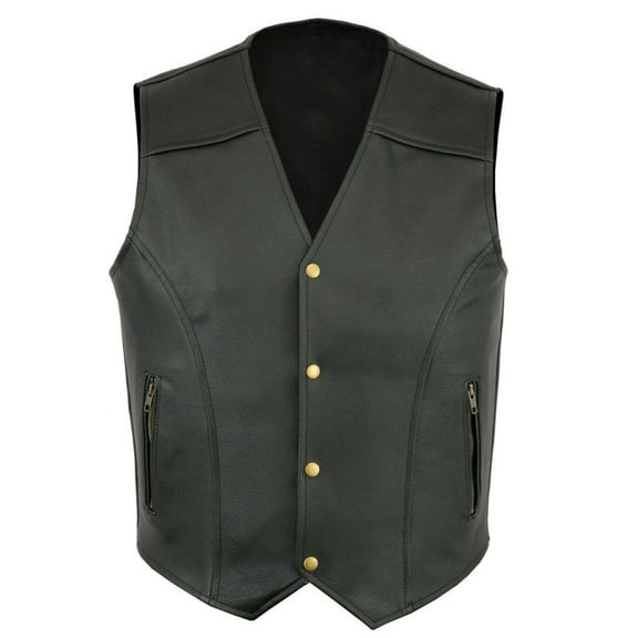 Men's Genuine Leather Motorcycle Vest 2 Pockets Cycling Vest Cycling Club Vest Motorcycle Leather Vest