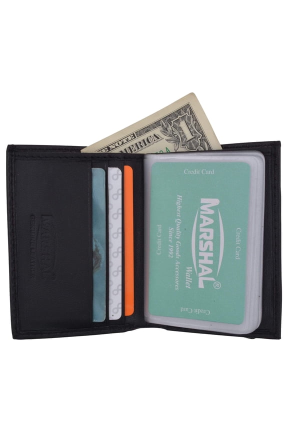 Men's Genuine Leather Multi-Credit Card Holder Wallet W/Protective Band