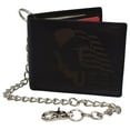 thumbnail image 1 of Men's Genuine Leather RFID Blocking Bifold Chain Logo Wallets Black, Biker Wallet for Men, 1 of 23