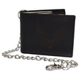 thumbnail image 1 of Men's Genuine Leather RFID Blocking Bifold Chain Logo Wallets Black, Biker Wallet for Men, 1 of 23