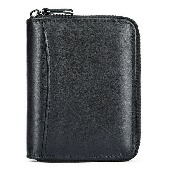 Men’s Genuine Leather RFID Blocking Wallet – Bifold Zip Around Card Holder Purse with 17 Slots, Coin Pocket, Bill Compartments, Photo ID Windows – Anti-Theft Leather Wallet for Men, Black Brown Coffe