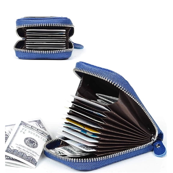 Men’s Genuine Leather RFID Blocking Wallet – Slim Credit Card Holder with Zipper Pocket for Cash & Coins, Minimalist Bifold Design TIKA