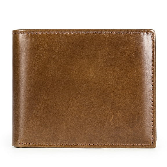 Men's Genuine Leather RFID Wallet – Bifold Card Holder with 18 Card Slots, Coin Pocket, Photo ID Windows, and Cash Compartments – Slim Anti-Theft Wallet in Black, Coffee, Oil Coffee