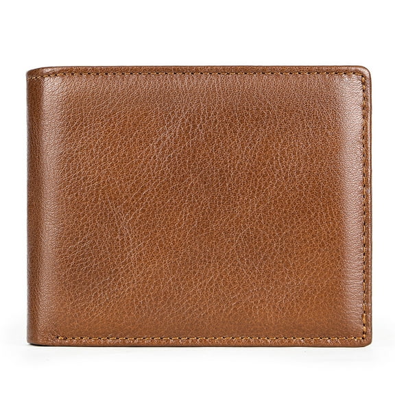 Men's Genuine Leather RFID Wallet – Bifold Card Holder with 18 Card Slots, Coin Pocket, Photo ID Windows, and Cash Compartments – Slim Anti-Theft Wallet in Black, Coffee, Oil Coffee