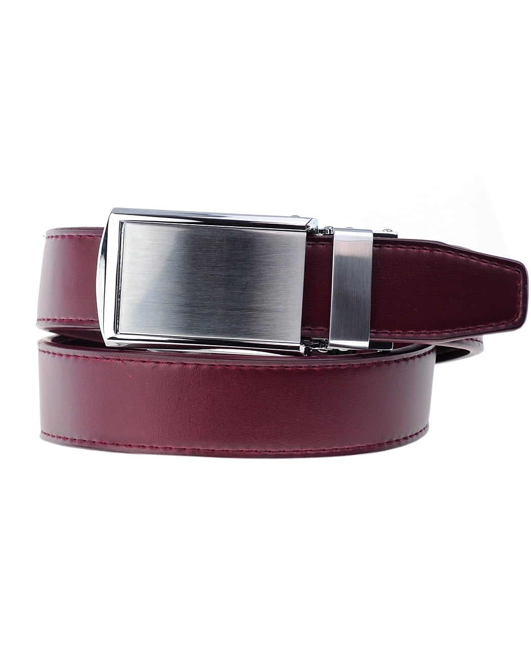 Men's Genuine Leather Ratchet Dress Belt with Automatic Buckle - DS7869 -  Burgundy, S - Walmart.com