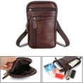 thumbnail image 1 of Men's Genuine Leather Shoulder Messenger Bag Flap Over Man Purse Mobile Phone Key Coin Purse Waist Pack Casual, 1 of 11