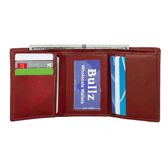Men's Genuine Leather Slim Tifold Men's Wallet- ID Credit Card Holder