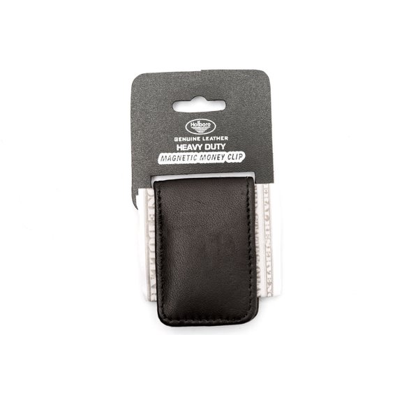 Men's Genuine Leather Strong Magnetic Money Clip Black Wallet 2.5 x 1.5 inches