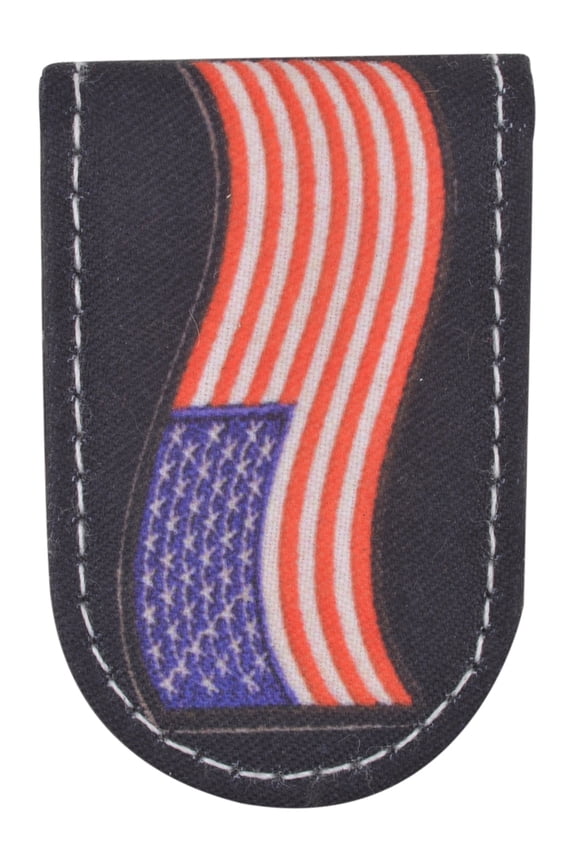 Men's Genuine Leather Strong Magnetic Money Clip USA Logos