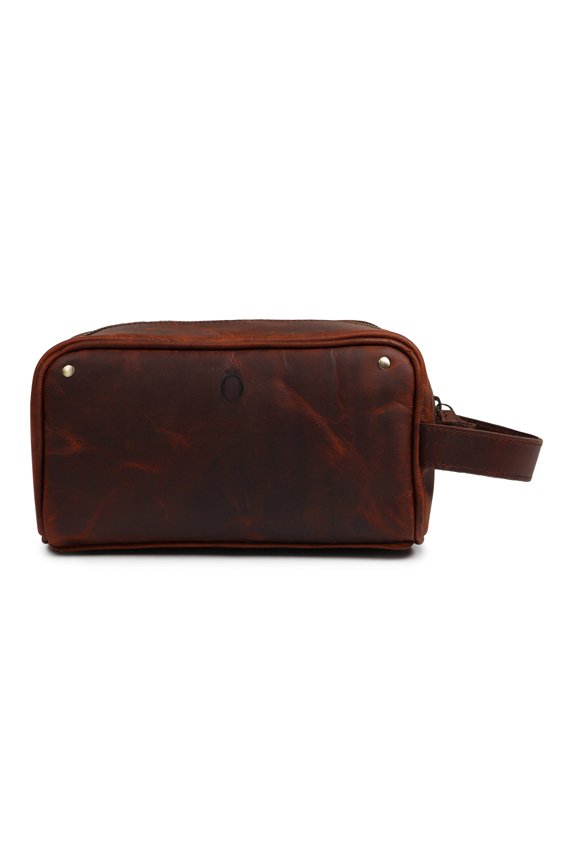 Men's Genuine Leather Toiletry Bag Travel Dopp Kit with Zipper Closure, Portable Grooming Organizer for Toiletries, Cosmetics & Travel Essentials